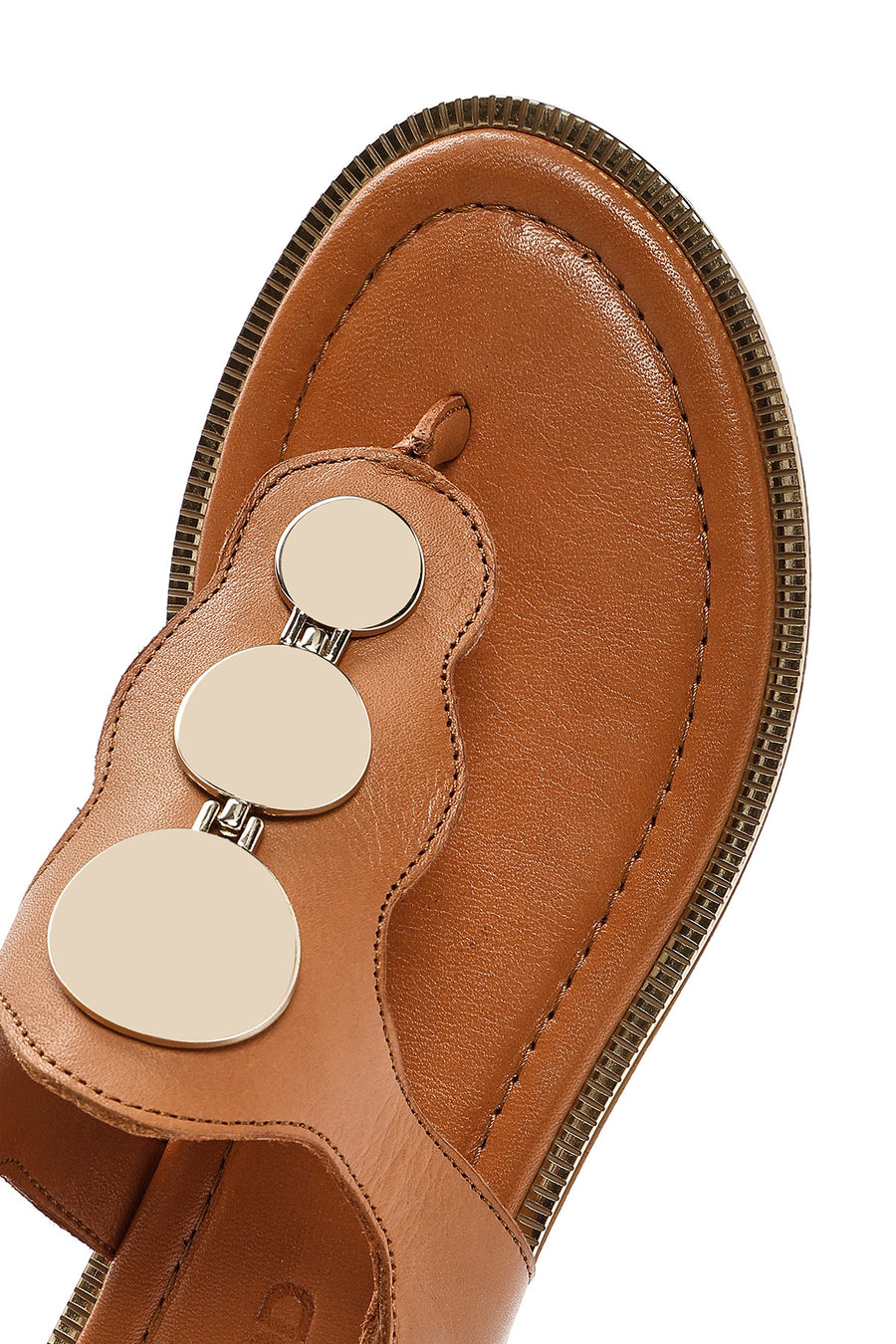 Women's Tan Flip Flops Leather Sandals