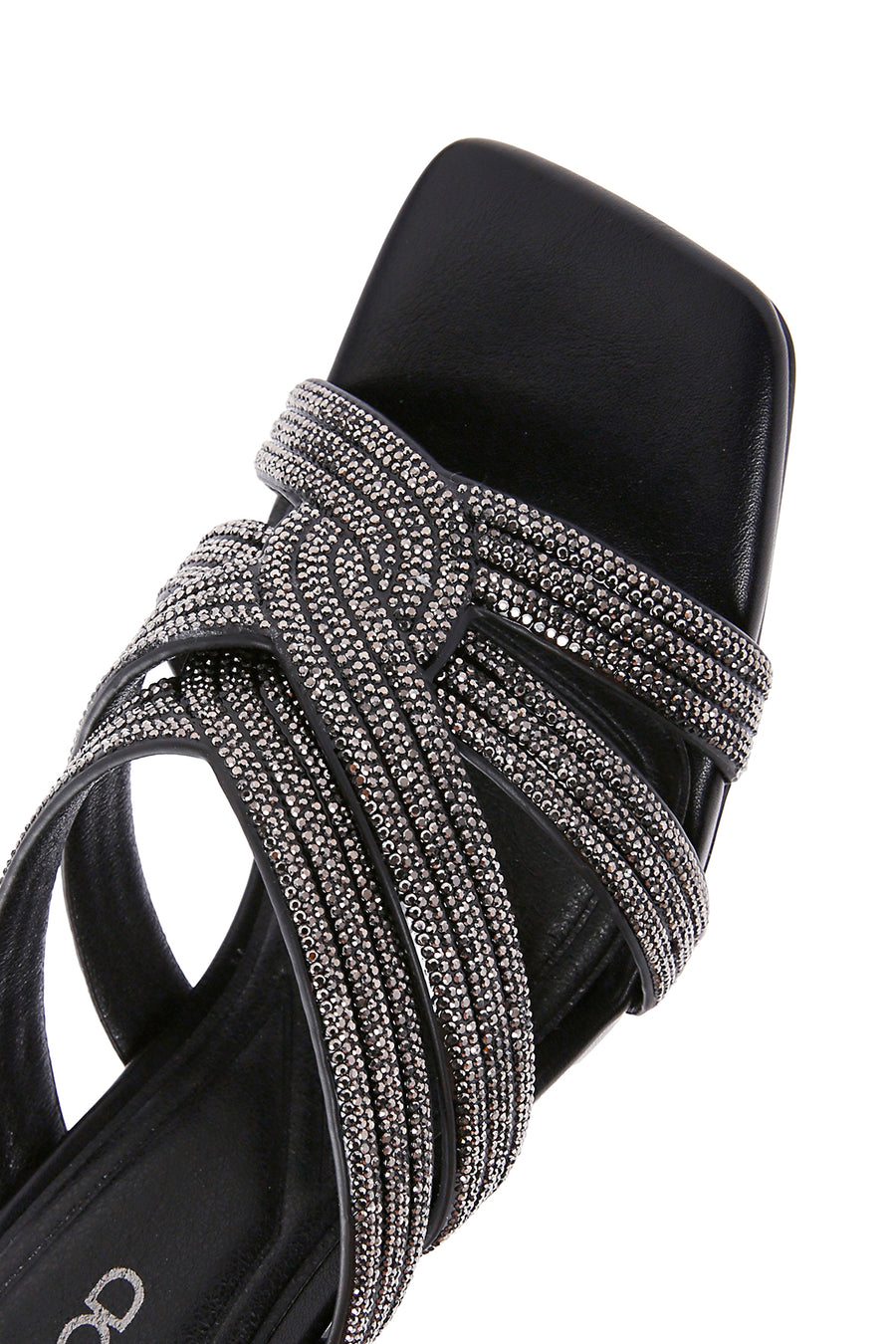 Women's Black Stone Thin Heeled Slippers