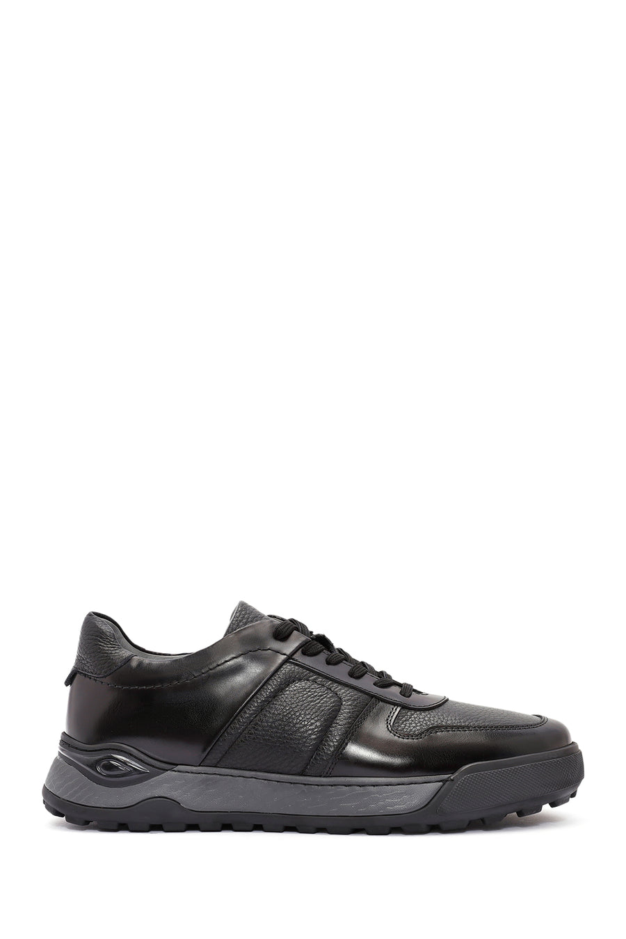 Erkek Siyah Bağcıklı Deri Casual Sneaker 24WFD722614 | Derimod