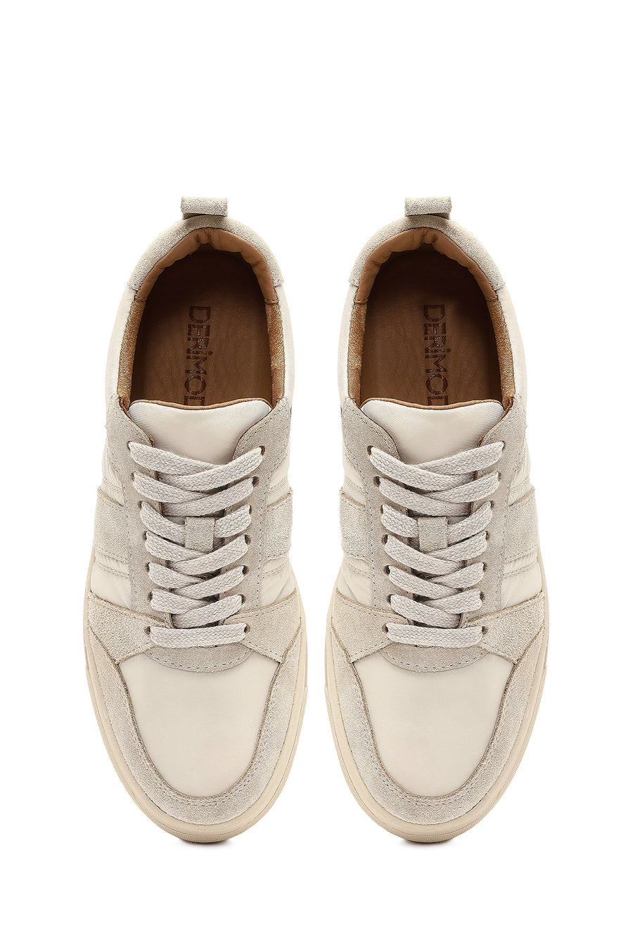 Woman Beige Lace-up Patterned Leather Sneaker