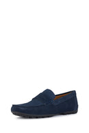 Geox Men's Navy Blue Kosmopolis + Grip Suede Leather Casual Loafer | Derimod