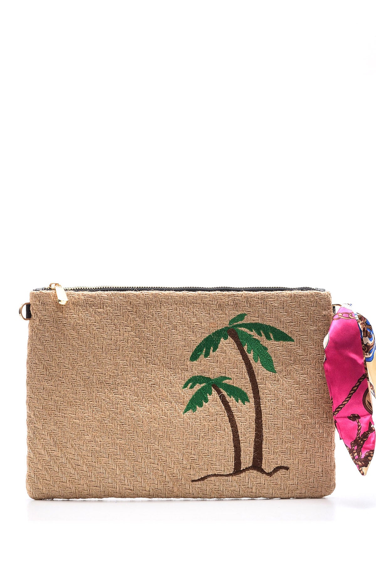 Women's Palm Tree Patterned Straw Portfolio Bag 19SBD2423M7 | Derimod