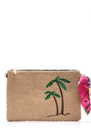 Women's Palm Tree Patterned Straw Portfolio Bag | Derimod