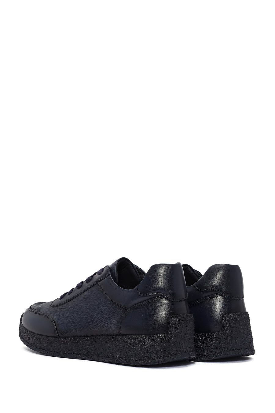 Men's Navy Blue Lace-Up Leather Sneaker