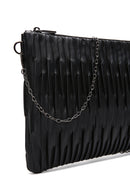 Woman Black Chain-Strap Patterned Clutch Bag | Derimod