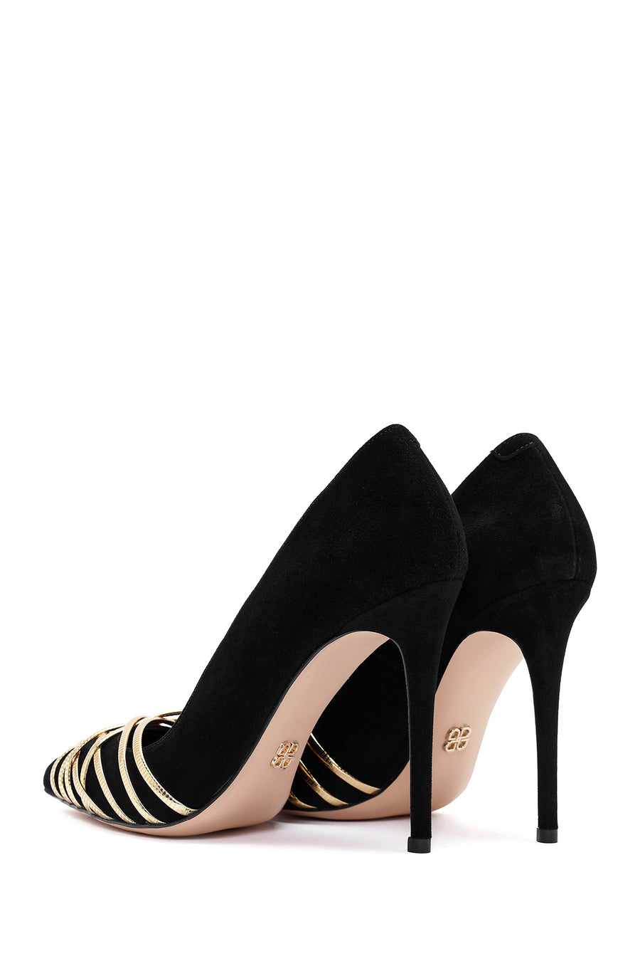 Kadın Siyah İnce Topuklu Süet Deri Stiletto