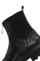 Women's Black Thick Soled Zippered Leather Boots | Derimod