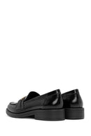 Women's Black Buckle Detailed Leather Masculine Loafer | Derimod