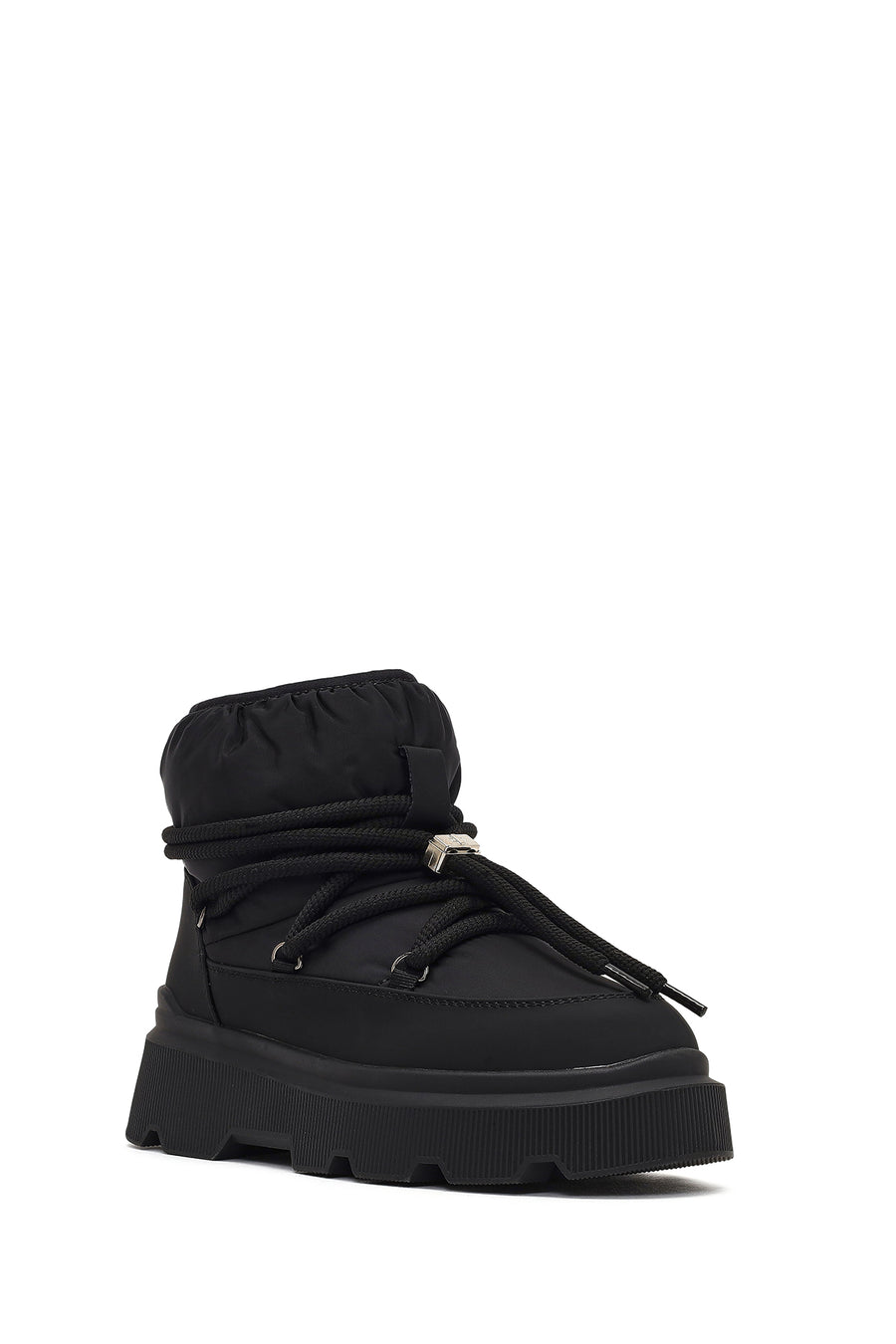 Woman Black Lace-Up Thick-Soled Boots