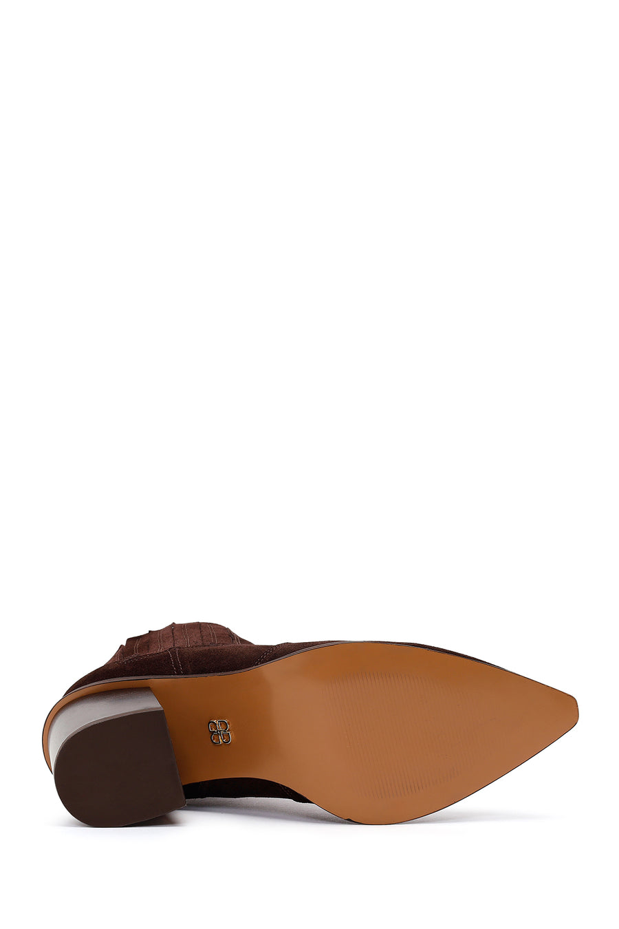 Woman Brown Chunky-Heeled Suede Cowboy Boots
