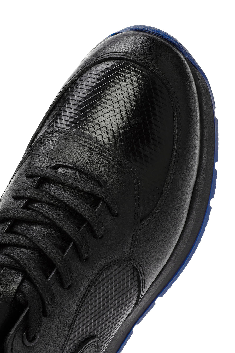 Erkek Siyah Bağcıklı Deri Casual Sneaker