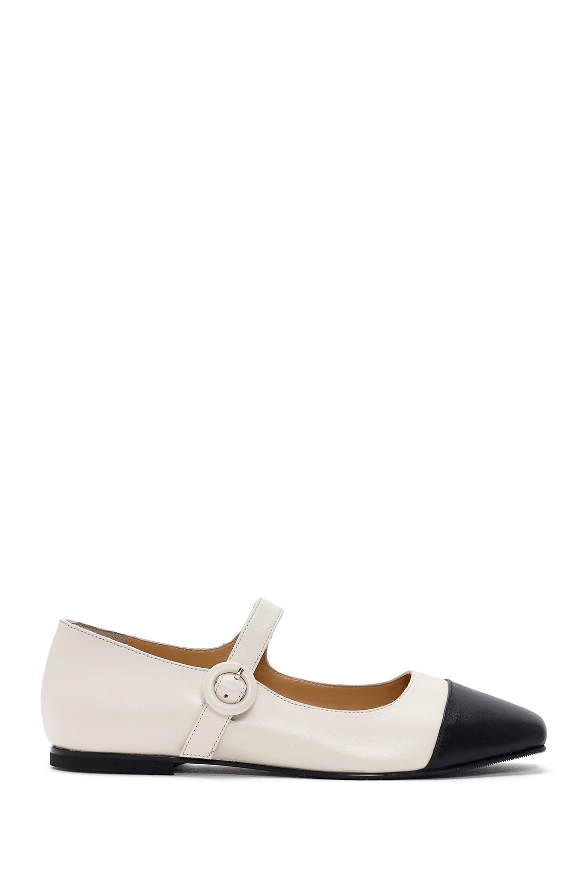 Women's Cream Banded Leather Ballerinas 24SFD181918 | Derimod