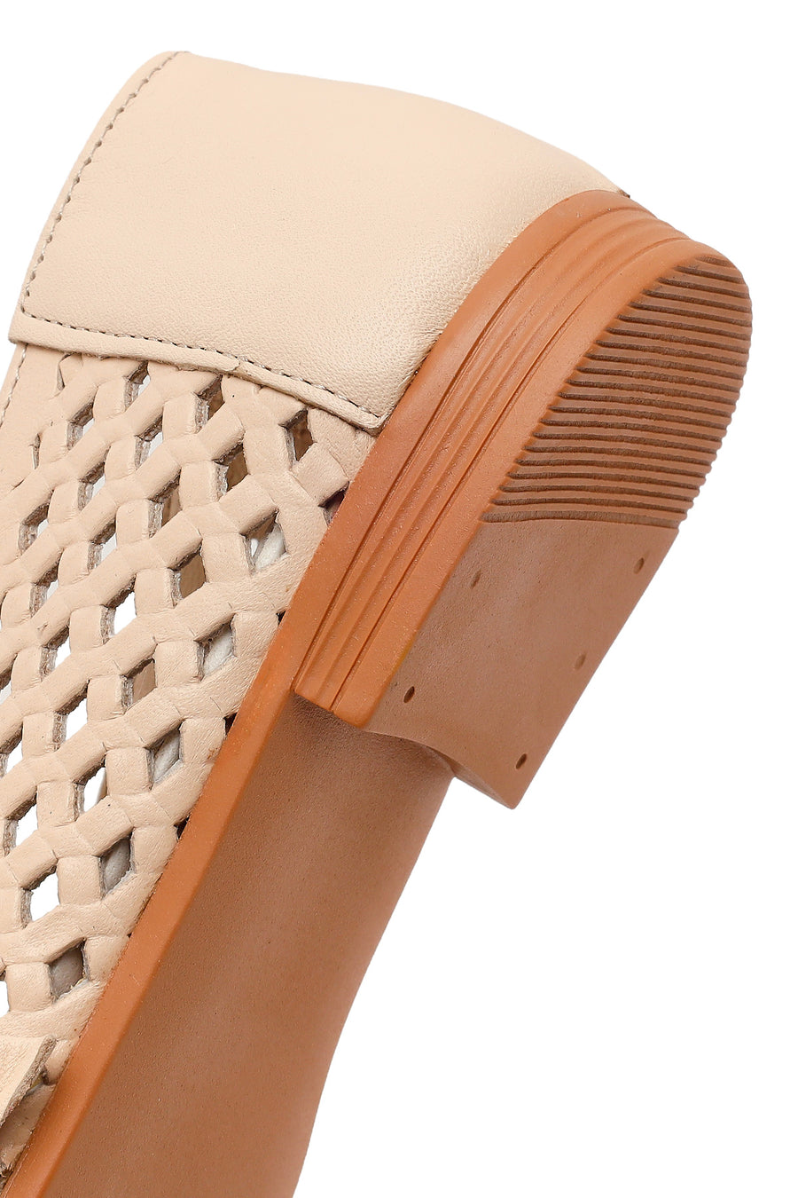 Women's Beige Buckled Leather Ballerinas