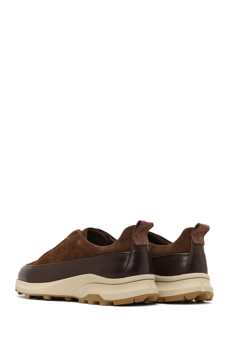 Men's Brown Thick-Soled Leather Casual Sneaker