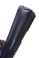 Women's Navy Blue Leather Buckle Loafer | Derimod