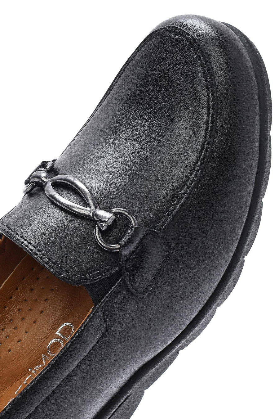 Women's Black Wedge Heel Buckled Leather Comfort Shoes