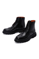 Men's Black Leather Zippered Boots | Derimod