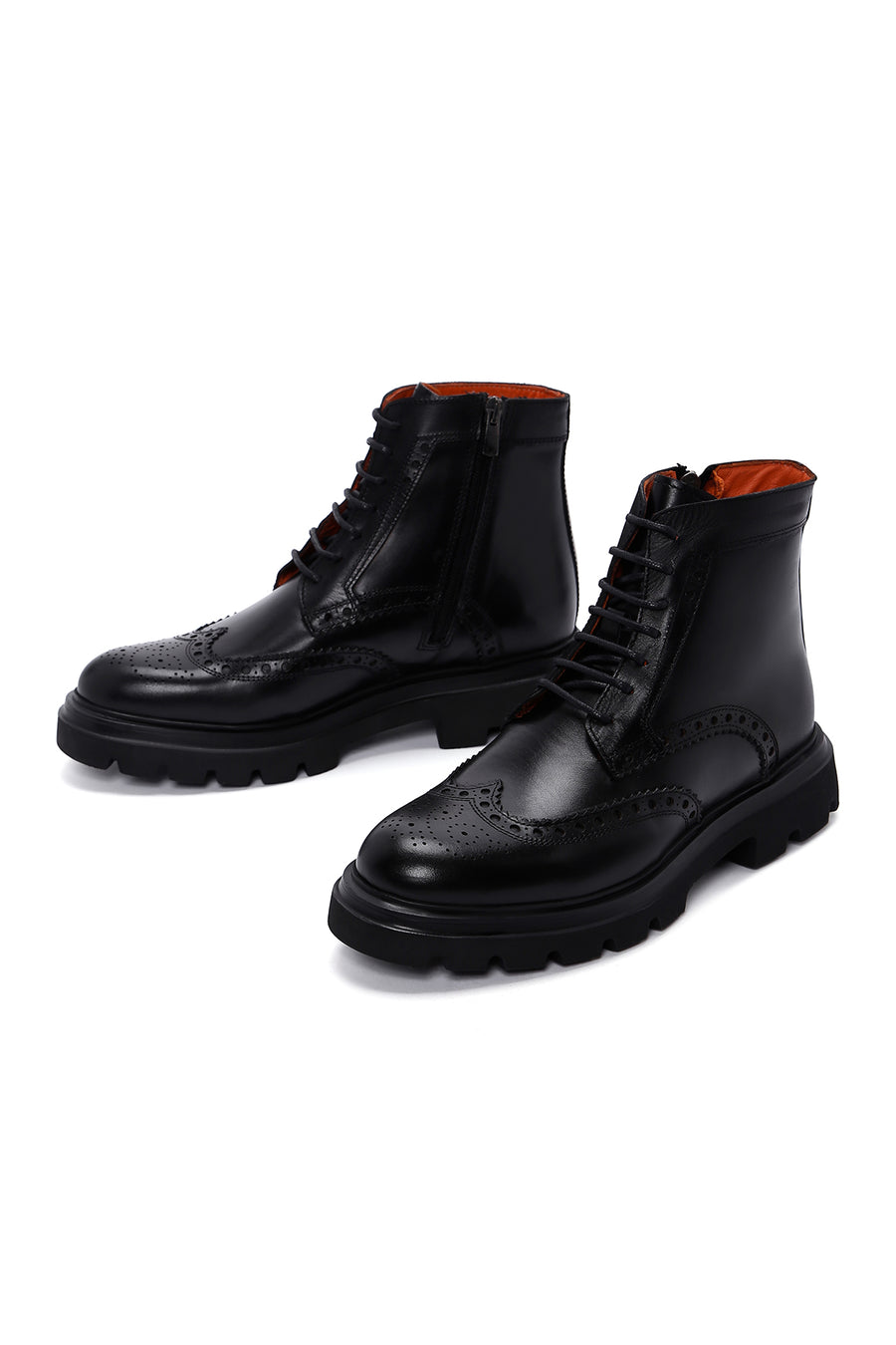 Men's Black Leather Zippered Boots