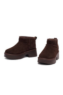 Woman Brown Thick-Soled Fur-Lined Suede Teddy Boots | Derimod