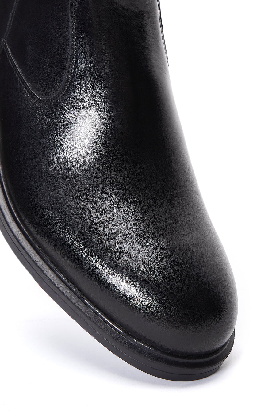 Men's Black Leather Casual Zipper Boots