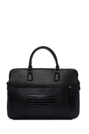 Men's Black Long Strap Leather Briefcase | Derimod