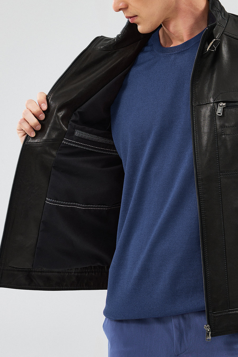 Xavier Men's Black Leather Jacket