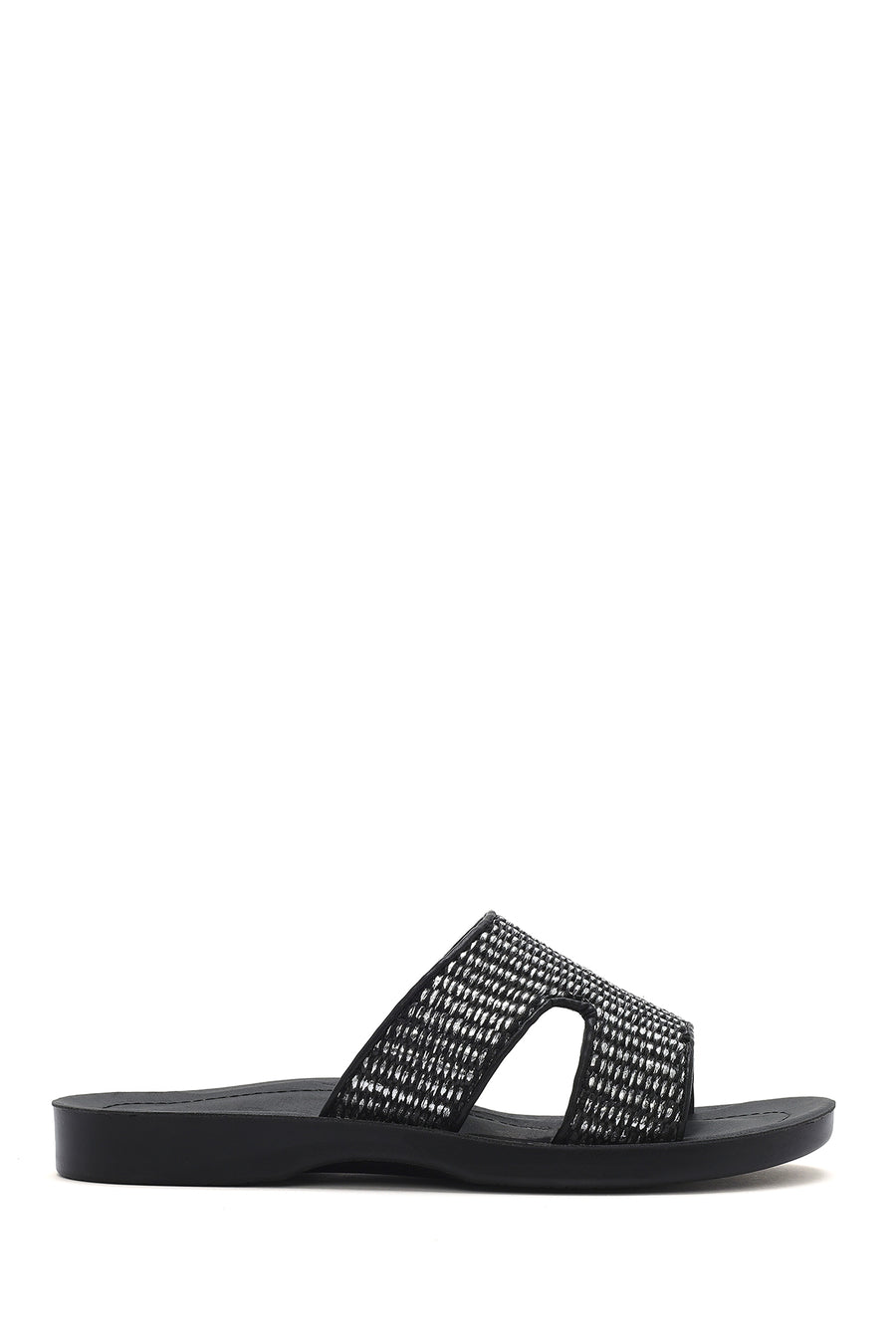 Women's Black Straw Slippers 25SFE4636M7 | Derimod