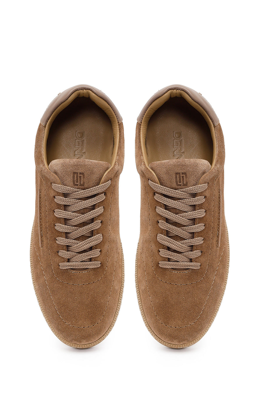 Erkek Bej Bağcıklı Süet Deri Sneaker