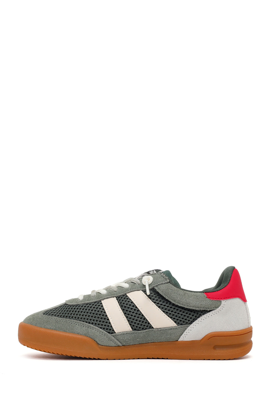 Women's Green Lace-up Leather Sneaker