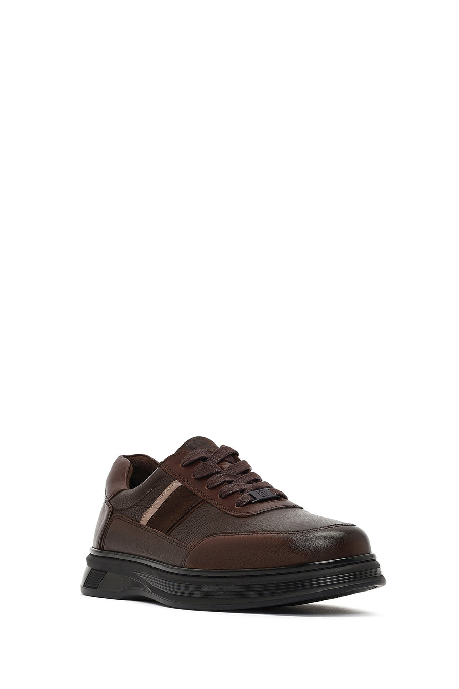 Men's Brown Lace-Up Leather Casual Sneaker
