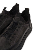 Male Gray Lace-Up Thick-Soled Leather Sneaker | Derimod