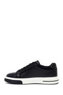 Erkek Siyah Bağcıklı Kalın Tabanlı Deri Sneaker | Derimod