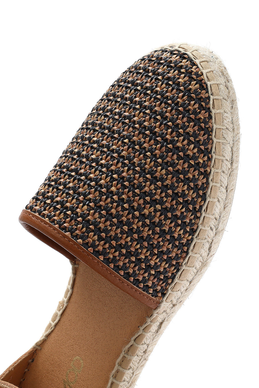 Women's Tan Straw Leather Espadrille Sandals with Ankle Buckle