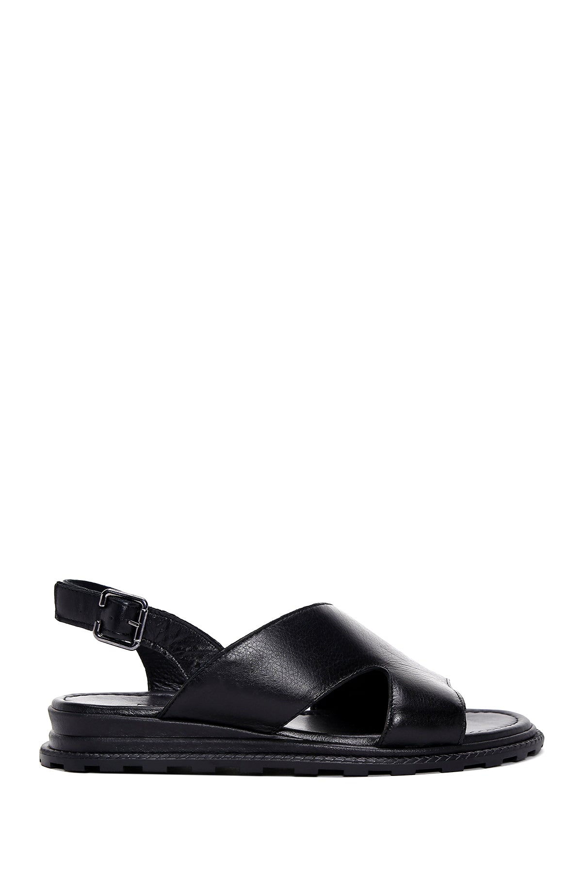 Women's Black Ankle Strap Leather Sandals 24SFD350018 | Derimod