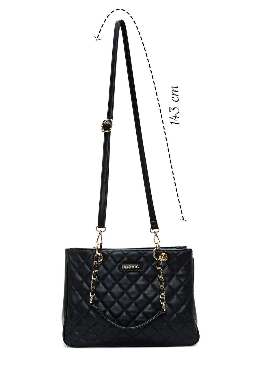 Women's Black Long Strap Quilted Shoulder Bag