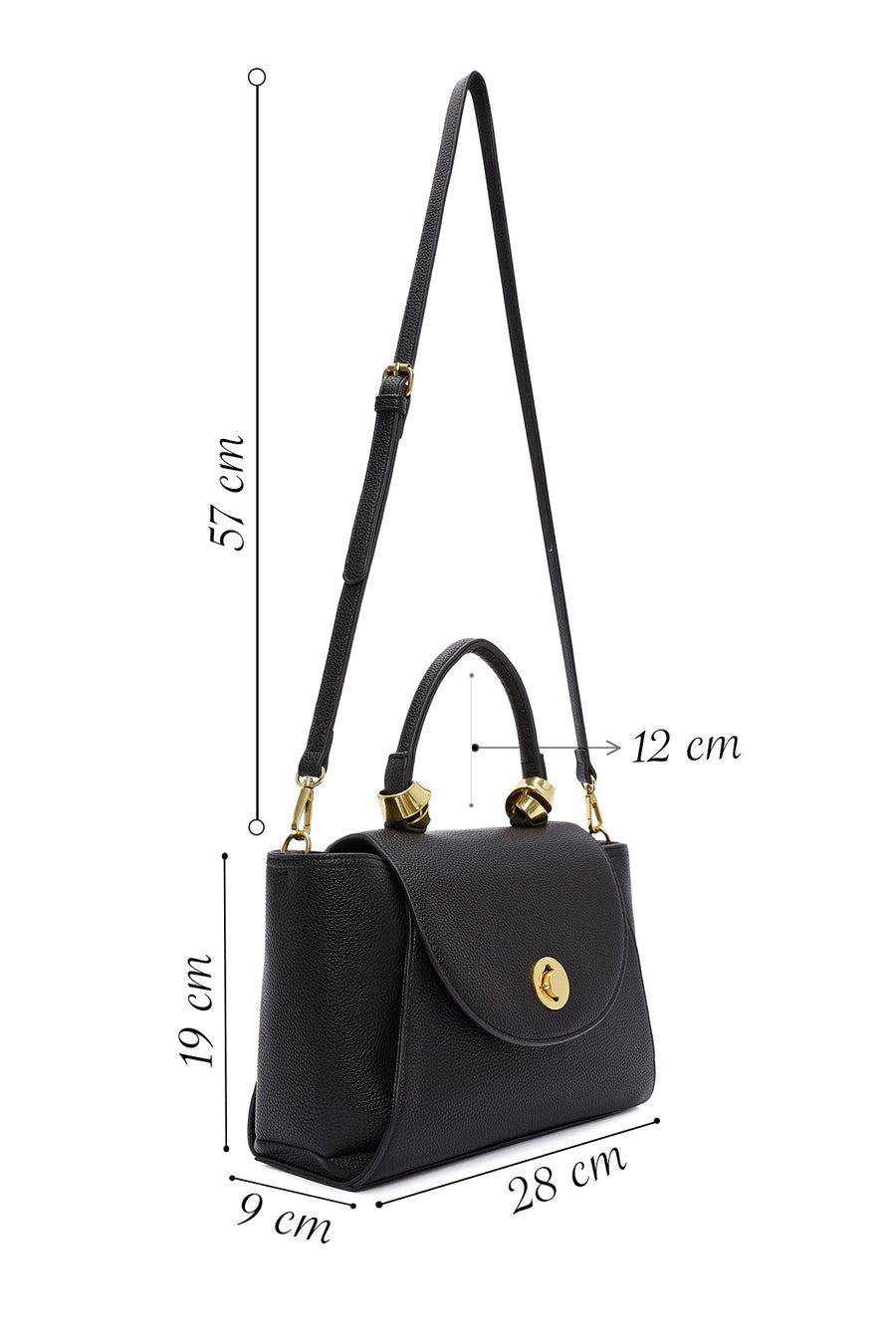 Women's Black Long Strap Mini Handbag