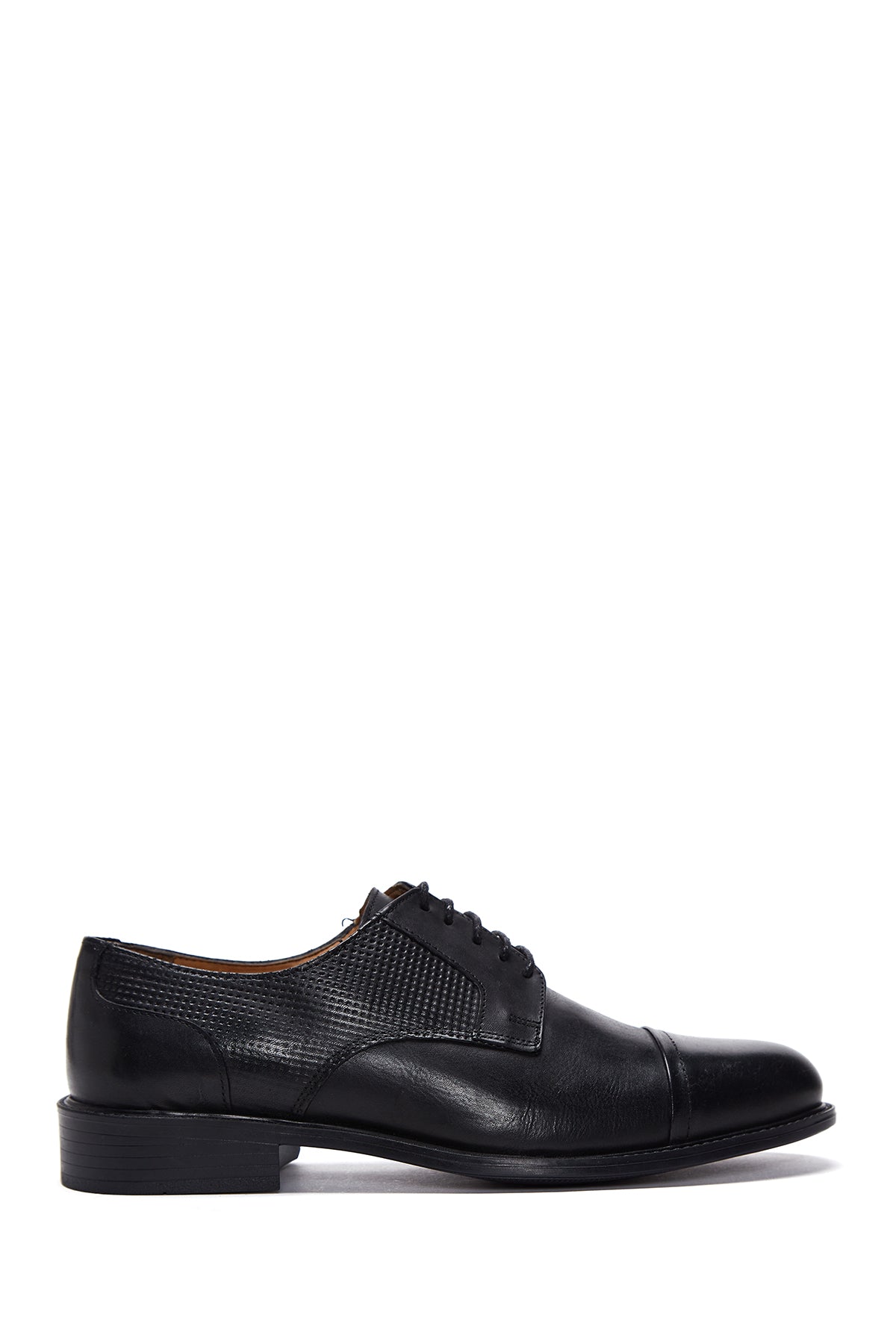 Erkek Siyah Deri Desenli Klasik Ayakkabı