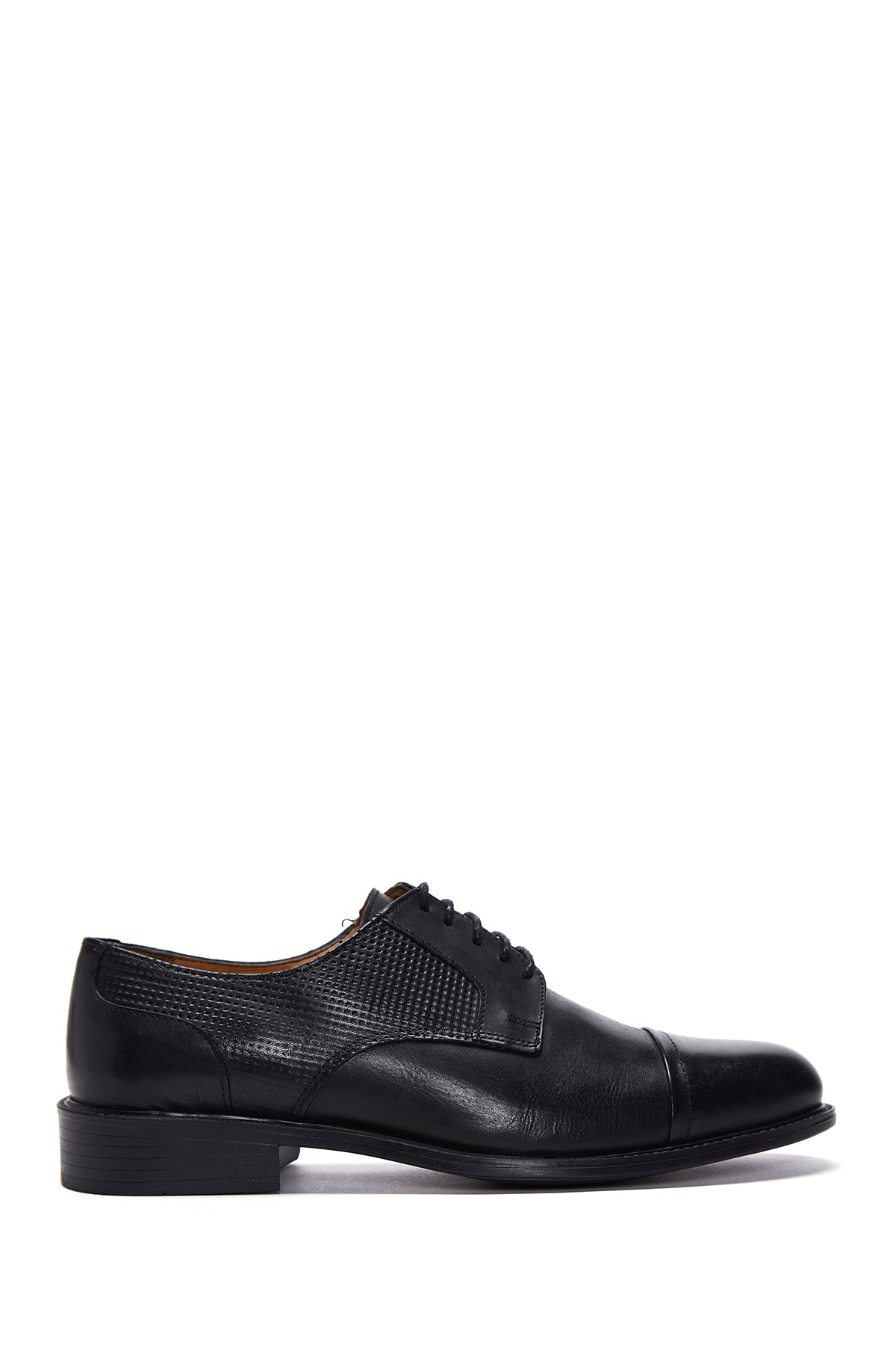 Men's Black Leather Patterned Classic Shoes 22WFD652114 | Derimod
