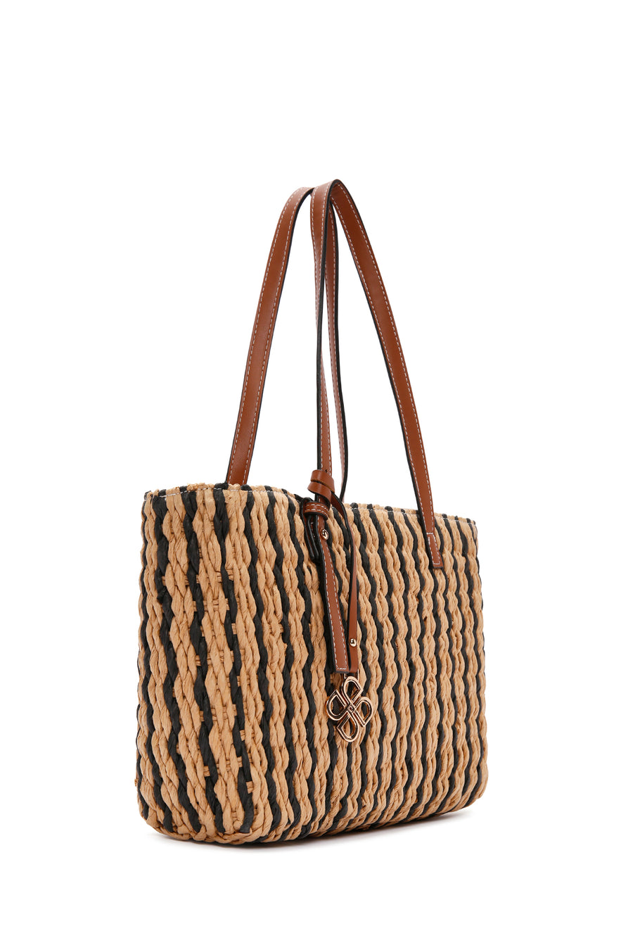 Women's Black Straw Shoulder Bag
