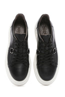 Men's Black Lace-up Thick-Sole Leather Sneaker | Derimod