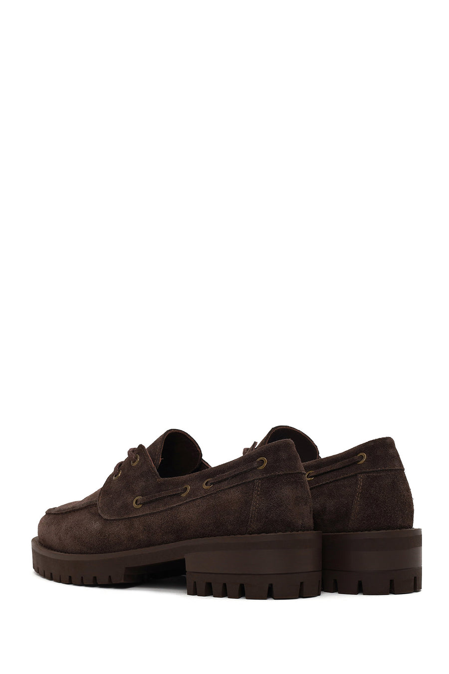 Woman Dark Mink Lace-Up Thick-Soled Suede Casual Shoes
