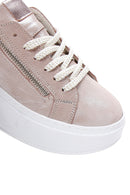 Women's Powder Leather Thick Soled Sneaker | Derimod