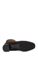 Kadın Kahverengi Fermuarlı Kısa Kalın Topuklu Süet Deri Bot | Derimod