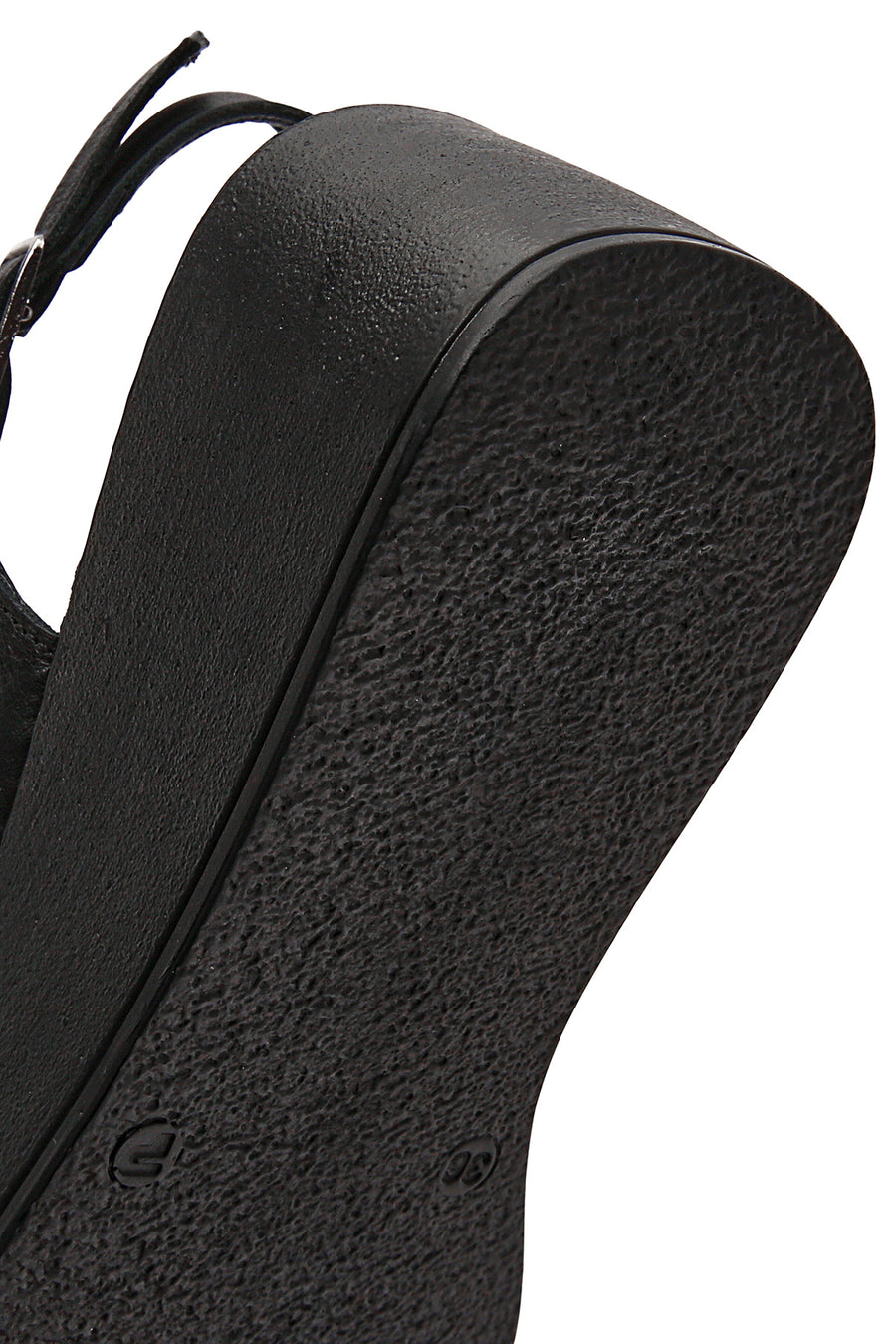 Women's Black Chunky Sole Leather Comfort Sandals