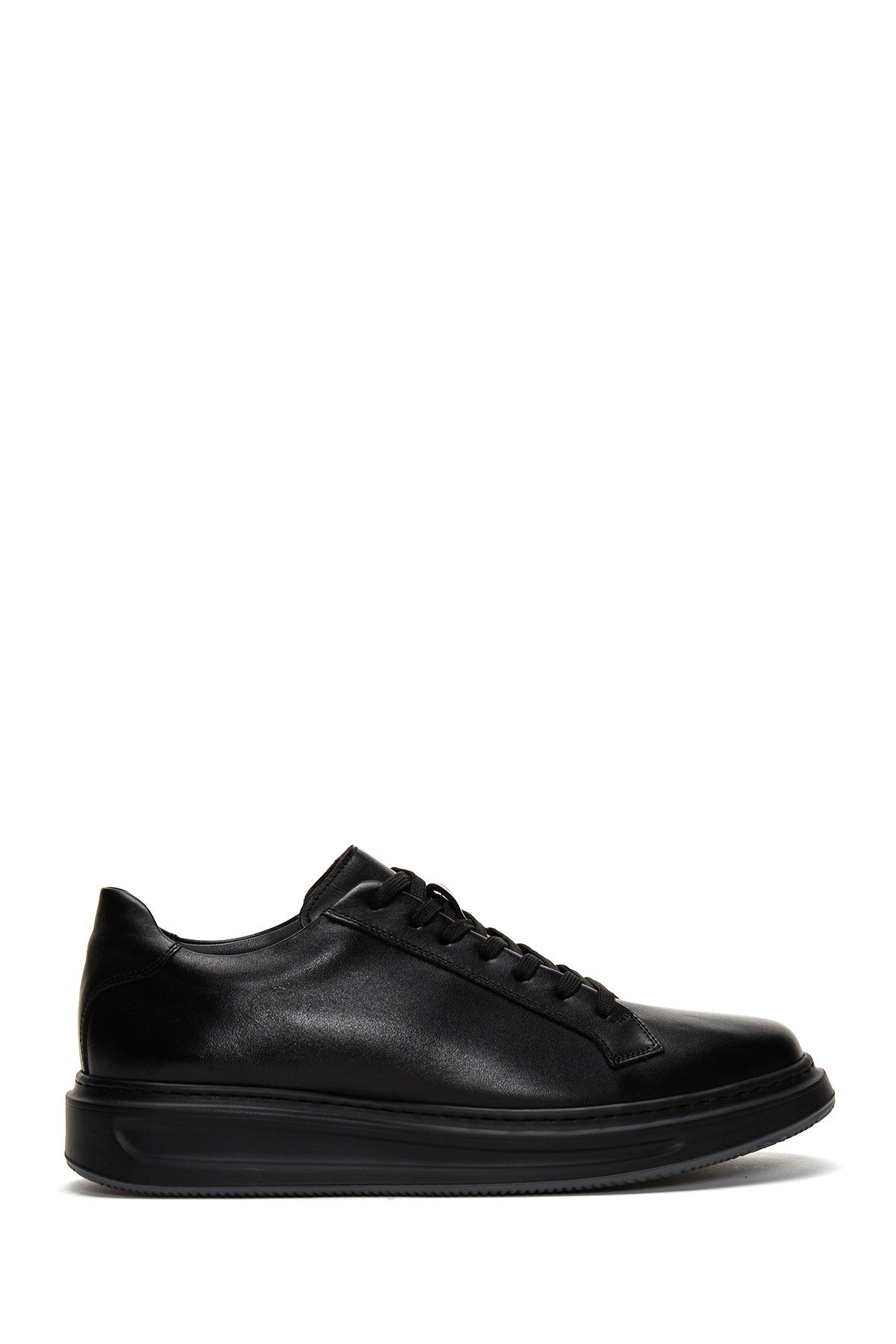 Male Black Lace-Up Thick-Soled Leather Sneaker WM740001DV | Derimod