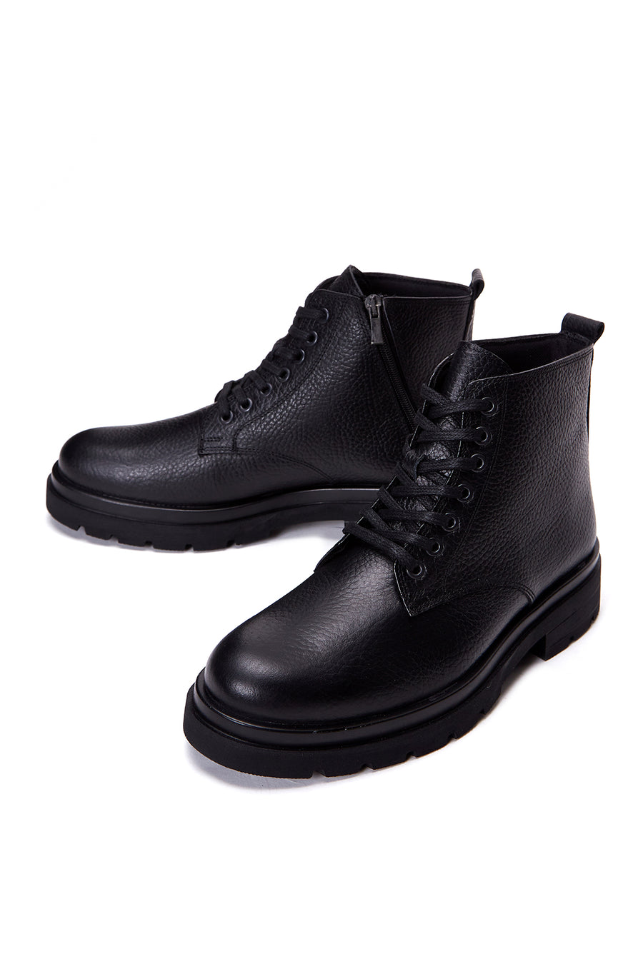 Men's Black Leather Zippered Boots
