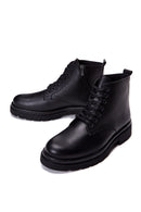 Men's Black Leather Casual Zipper Boots | Derimod