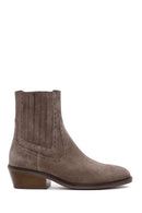 Woman Mink Suede Leather Cowboy Boots | Derimod