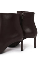 Woman Brown Zip Closure Thin-Heeled Leather Boots | Derimod