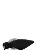 Women's Black Stone Heeled Slippers | Derimod